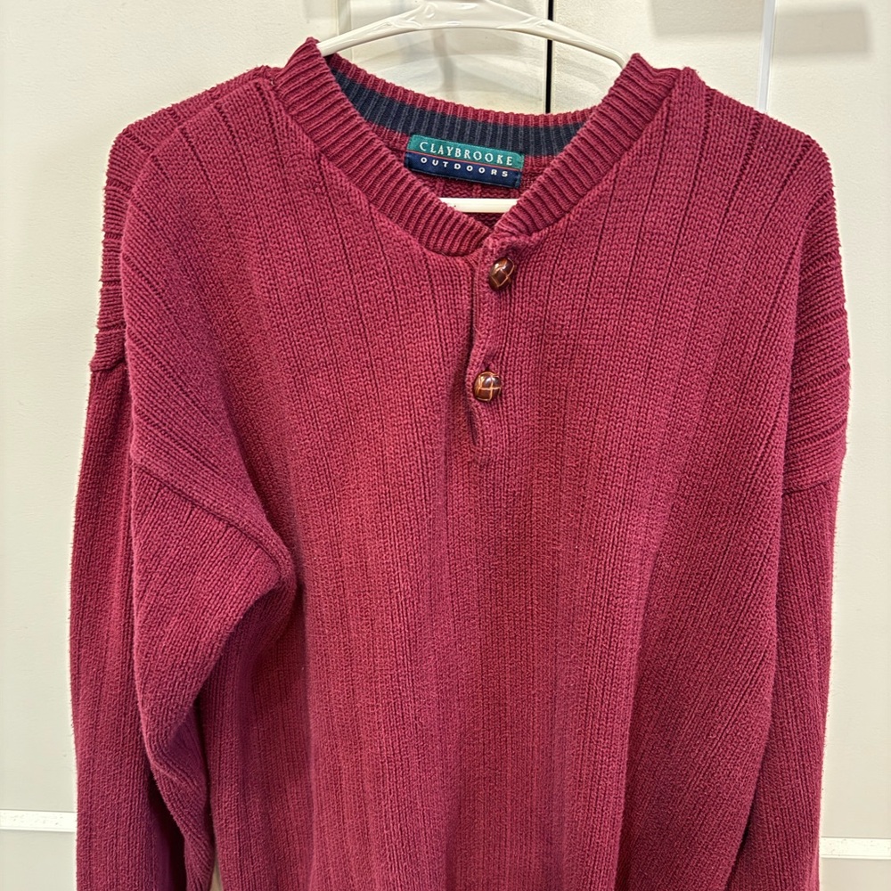 Claybrooke Men's V-Neck Sweater - Rich Burgundy
